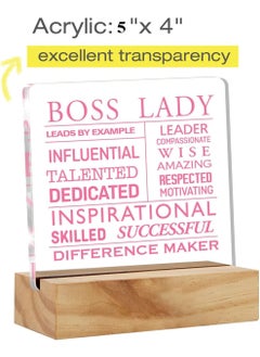 BS AMOR Bs amor Inspirational Boss Appreciation Gift Boss Lady Gifts for Women Pink Boss Lady Desk Decor Acrylic Desk Plaque Sign with Wood Stand Home Office Desk Sign Keepsake 5x4 inch  - Image 4
