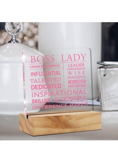 BS AMOR Bs amor Inspirational Boss Appreciation Gift Boss Lady Gifts for Women Pink Boss Lady Desk Decor Acrylic Desk Plaque Sign with Wood Stand Home Office Desk Sign Keepsake 5x4 inch  - Image 2