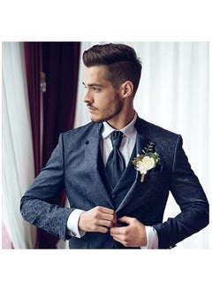 KASTWAVE Boutonniere for Wedding 4Pcs White Rose Boutonnieres Wedding Bride and Groom Best Man Bridesmaid Corsage Flower Wedding Party Prom Groomsmen Suit Artificial Flowers Ivory Roses Decorations  - Image 5