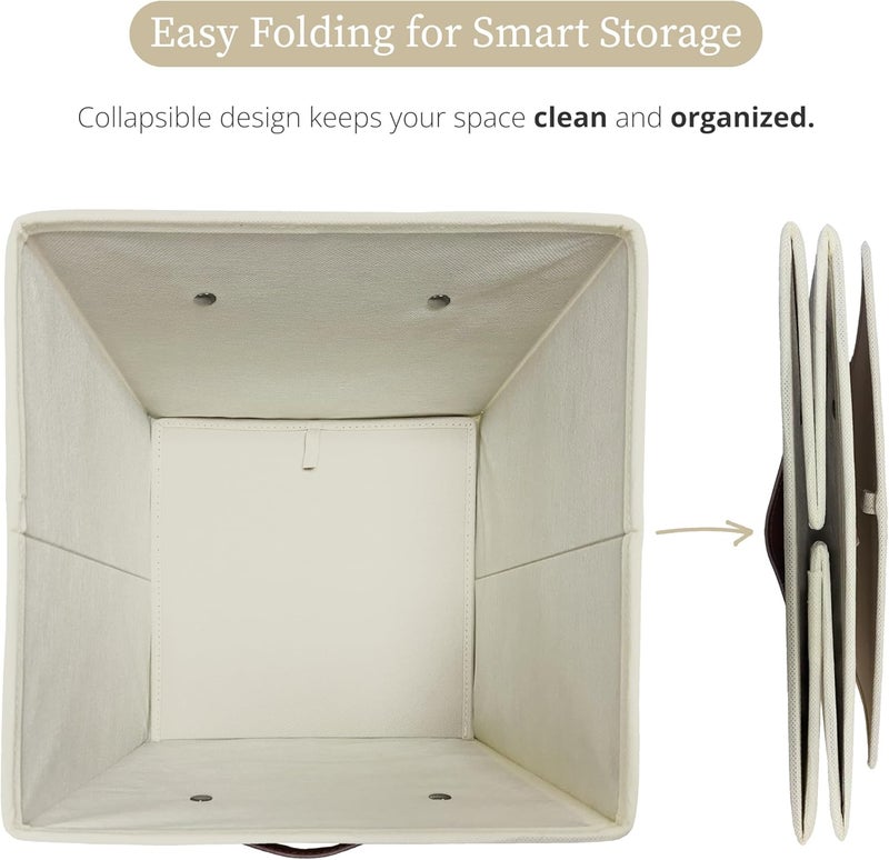 DECOMOMO Cube Storage Bin, Fabric Storage Cubes 6pcs Organizer Bins with Label Holder for Closet Kallax Shelves Clothes Kids Toy Nursery (Cube 10.5x11"/ 6pcs, Beige) - Image 5