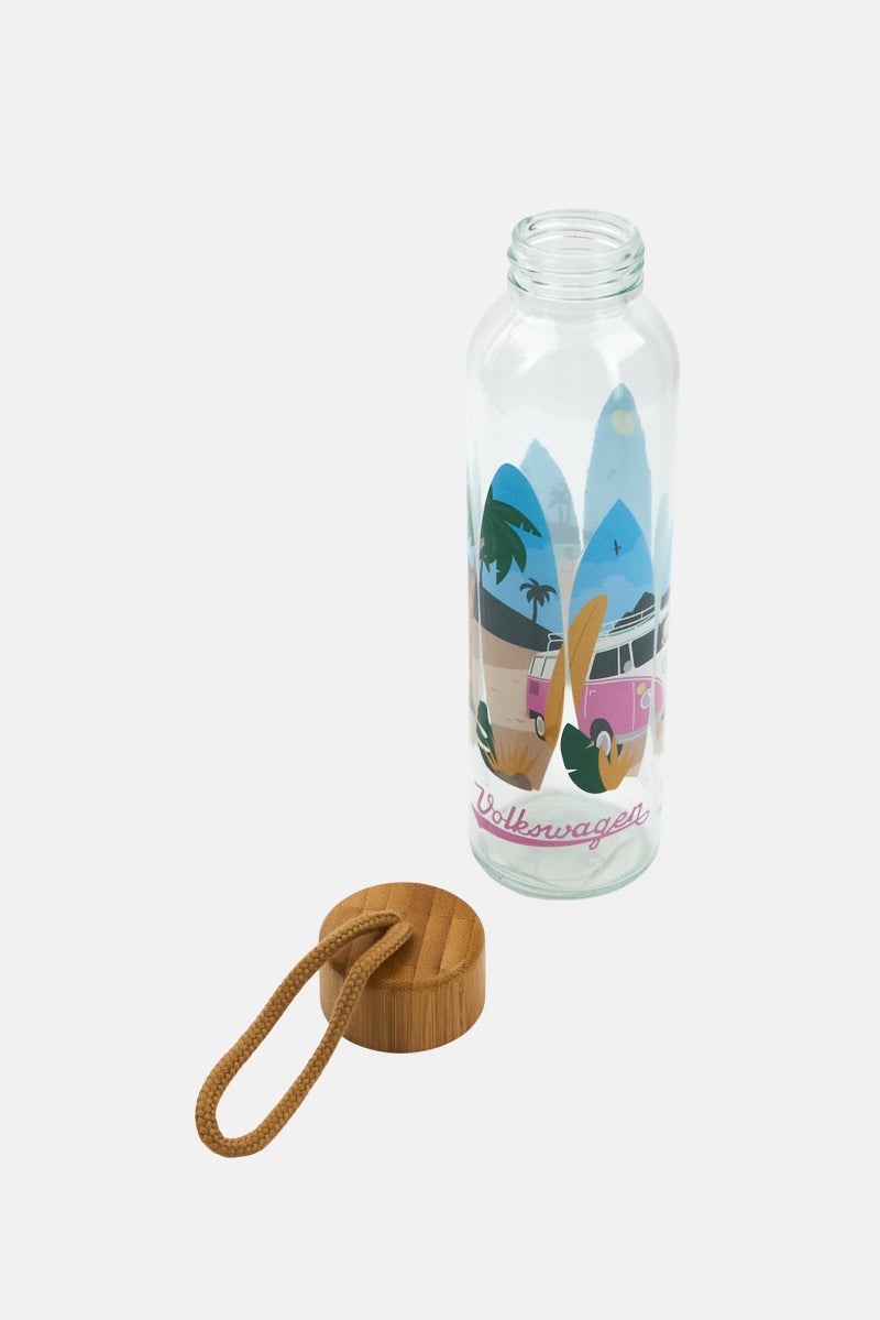 Puckator Volkswagen Glass Water Bottle With Wooden Lid 350ml, Transparent - Image 3