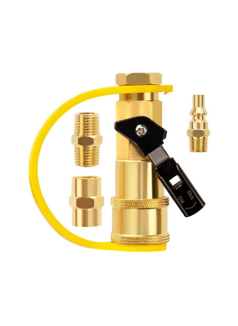 Generic RV Propane Quick Connect Adapter, 1/4" Female Shutoff Valve &Full Flow Plug & 1/4" Male NPT &1/4" Female NPT, Male Pipe Half-Union Fitting to Heater Appliance Plug for RV, Trailer, BBQ - Image 1