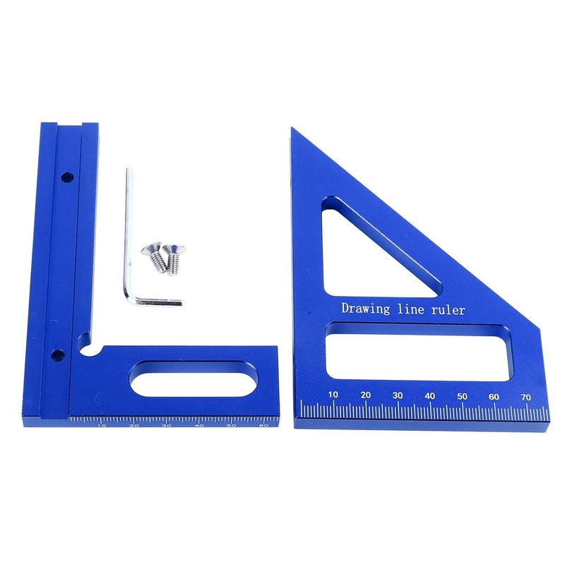 3D Multi Angle Measuring Ruler, Aluminum Alloy Woodworking Square Protractor with 45 and 90 Degree Angles, Layout Measuring Tool for Carpenter Engineer DIYer (Blue) - Image 1
