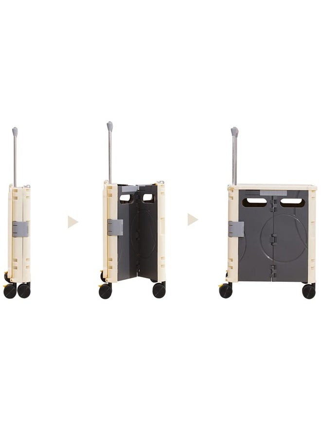 Generic - Portable Folding Trolley With Wheels, Shopping, Grocery Shopping, Camping, Very Convenient, Beige/Gray - Image 1