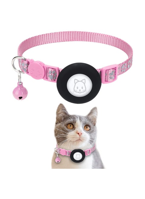 Cat Collar for Airtag, Refective Collar for Cat with Safety Buckle and Waterproof for Air Tag Holder in 3/8" Width, Cat Collar Compatible with Apple Airtag for Cat Dog Kitten Puppy