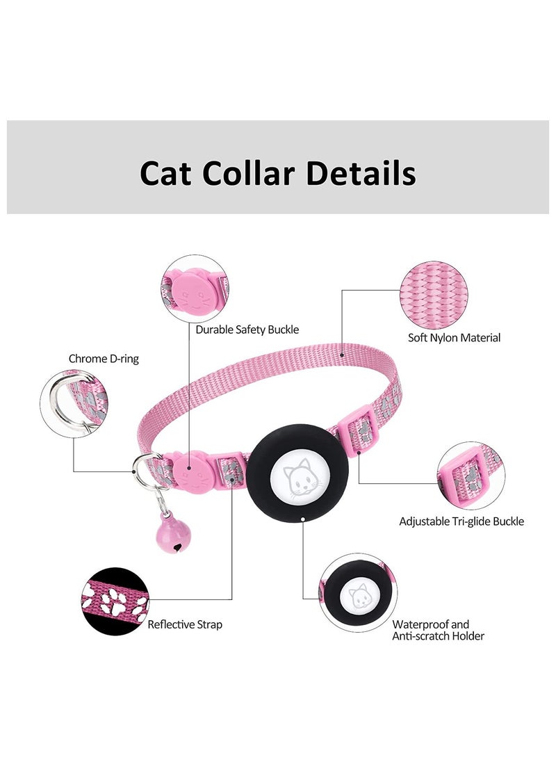 Generic Cat Collar for Airtag, Refective Collar for Cat with Safety Buckle and Waterproof for Air Tag Holder in 3/8" Width, Cat Collar Compatible with Apple Airtag for Cat Dog Kitten Puppy  - Image 2