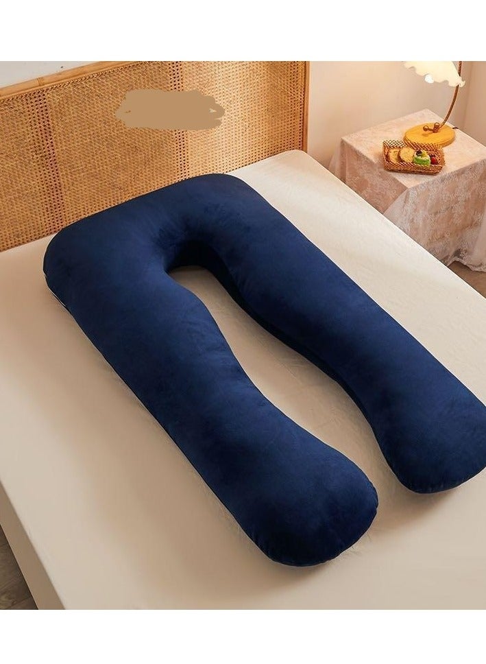 وسادة الحمل، وسادة كاملة على شكل U للراحة، وسادة الأمومة، مع غطاء مخملي قابل للإزالة، دعم للظهر، الوركين، الساقين، البطن، ضرورة للنساء الحوامل - Image 1