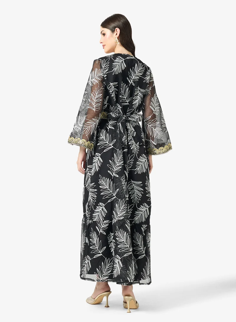 خزانة Printed Abaya With Inner Dress