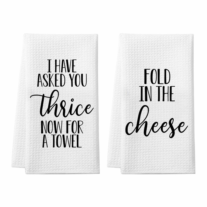 Saukore Fold in The Cheese Kitchen Towels 2 Pack Waffle Dish Towels TV Show Merchandise Gift Funny Bathroom Hand Towels Birthday Housewarming Gifts for SC Fans