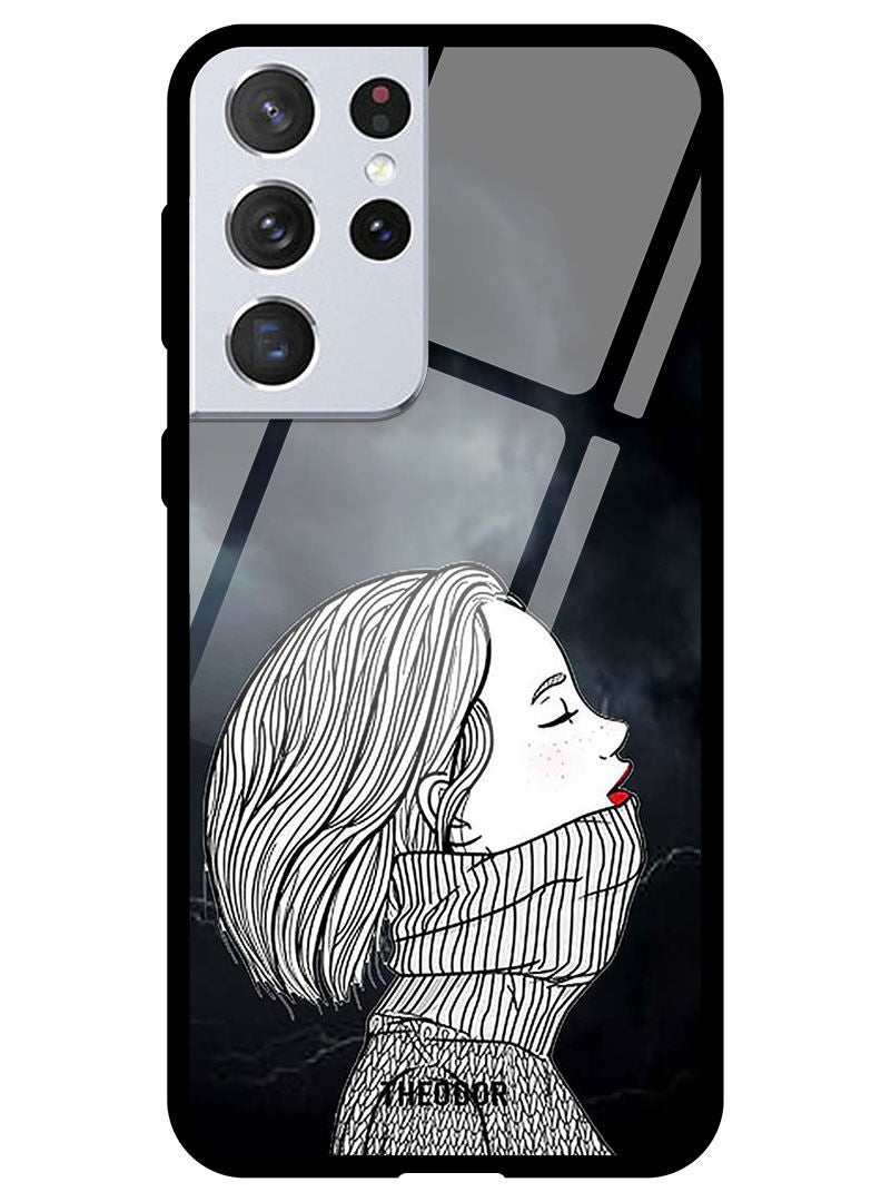 Theodor Protective Tempered Glass Case Cover Samsung Galaxy S21 ULTRA Sad Girl - Image 1