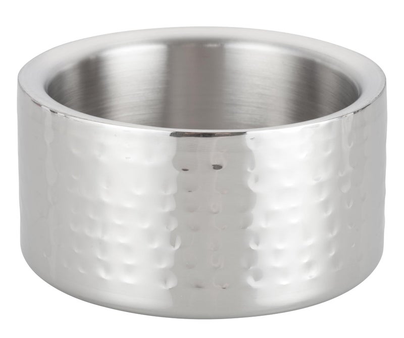 Winco Double Wall Wine Coaster, Satin Finish, Hammered, 5" Diameter, Silver