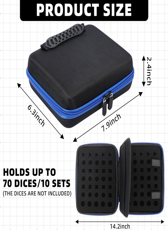 Aoriher Dice Case with Removable Slotted Tray for Storage Game Dice Carrying Holder Compatible with Dnd Role Playing and Other Table Games, Holds up to 70/10 Sets(Blue) - Image 2
