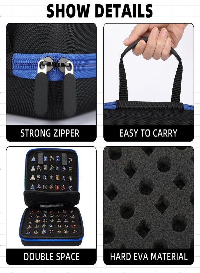 Aoriher Dice Case with Removable Slotted Tray for Storage Game Dice Carrying Holder Compatible with Dnd Role Playing and Other Table Games, Holds up to 70/10 Sets(Blue) - Image 3