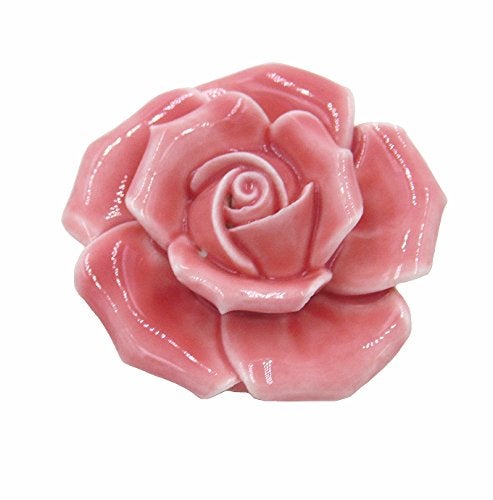 Tecrio 2pcs-Pack Ceramic Vintage Floral Rose Dresser Closet Kitchen Cupboard Deawer Knobs Handle Decor Pulls w/Screws (Pink) - Image 5