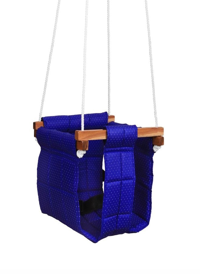 Ashish Swing for Baby and Kids - Indoor/Outdoor Jhula, Cradle for 8-36 Months, Height 114" Length 8.5"Cm, Cotton and Wood Material (Blue) - Image 1