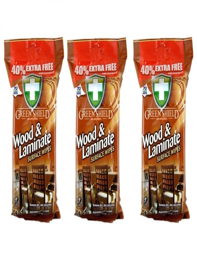 Greenshield Wood and Laminate Surface Wipes 70's Pack Of 3
