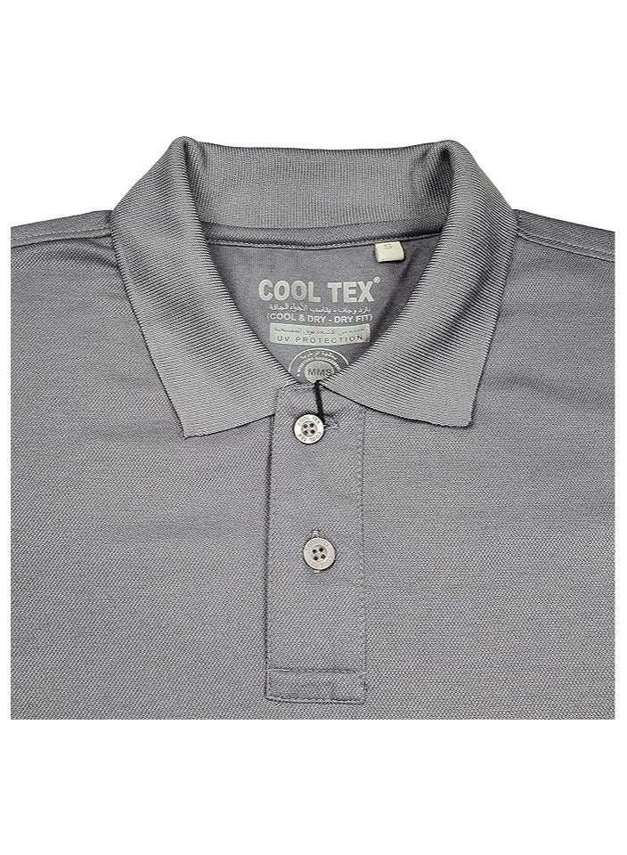 COOL TEX Cooltex Unisex Cotton Polyester Plain Dark Grey Polo T-Shirts Cool Dry-Fit Material Short Sleeves Soft and Comfortable - Image 5