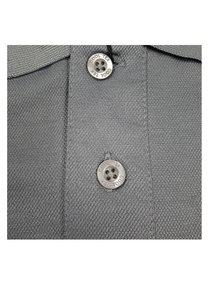 COOL TEX Cooltex Unisex Cotton Polyester Plain Dark Grey Polo T-Shirts Cool Dry-Fit Material Short Sleeves Soft and Comfortable - Image 4
