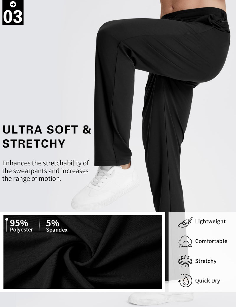 LETAOTAO 34" Inseam Tall Mens Joggers Sweatpants Extra Long Zipper Pockets Athletic Gym Track Pants Black - Image 5