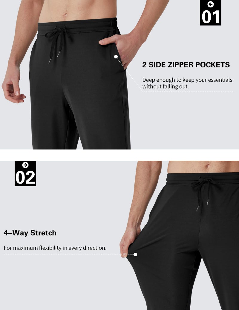 LETAOTAO 34" Inseam Tall Mens Joggers Sweatpants Extra Long Zipper Pockets Athletic Gym Track Pants Black - Image 4