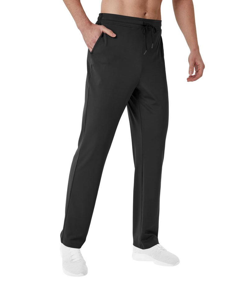 LETAOTAO 34" Inseam Tall Mens Joggers Sweatpants Extra Long Zipper Pockets Athletic Gym Track Pants Black - Image 1