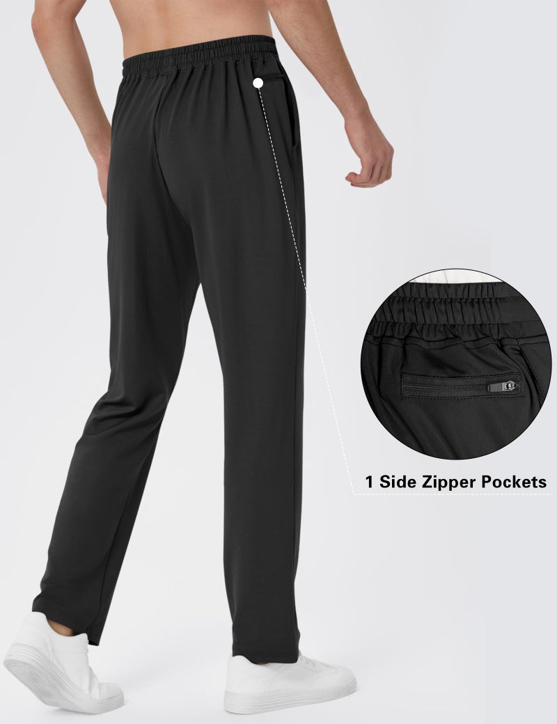 LETAOTAO 34" Inseam Tall Mens Joggers Sweatpants Extra Long Zipper Pockets Athletic Gym Track Pants Black - Image 3