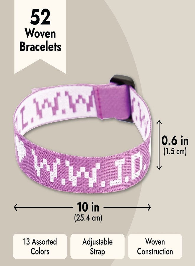 Zodaca 52-Pack Adjustable WWJD Bracelets for Men and Women, What Would Jesus Do Woven Wristbands for Church Fundraisers, Sunday School (26 Assorted Colors) - Jesus Bracelets - Image 5