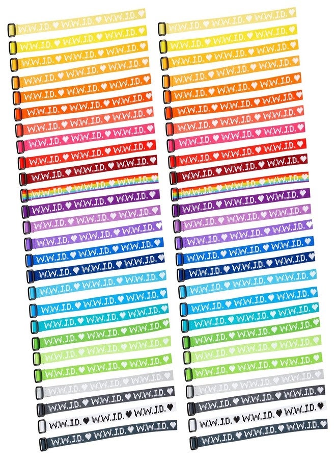 Zodaca 52-Pack Adjustable WWJD Bracelets for Men and Women, What Would Jesus Do Woven Wristbands for Church Fundraisers, Sunday School (26 Assorted Colors) - Jesus Bracelets - Image 1