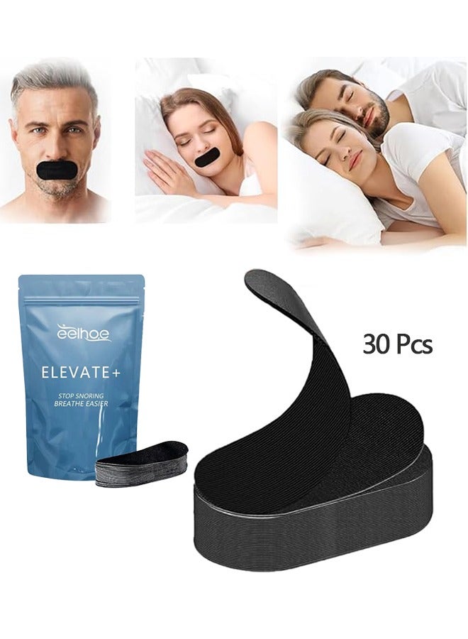 EELHOE 30 Pcs Sleep Strips,Mouth Tape for Sleeping Specially Designed for Lip Contact,Cotton Mouth Sleep Tape for Improved Nasal Breathing and Reduced Snoring- Stop Snoring Aids for Women Men (Black)  - Image 1