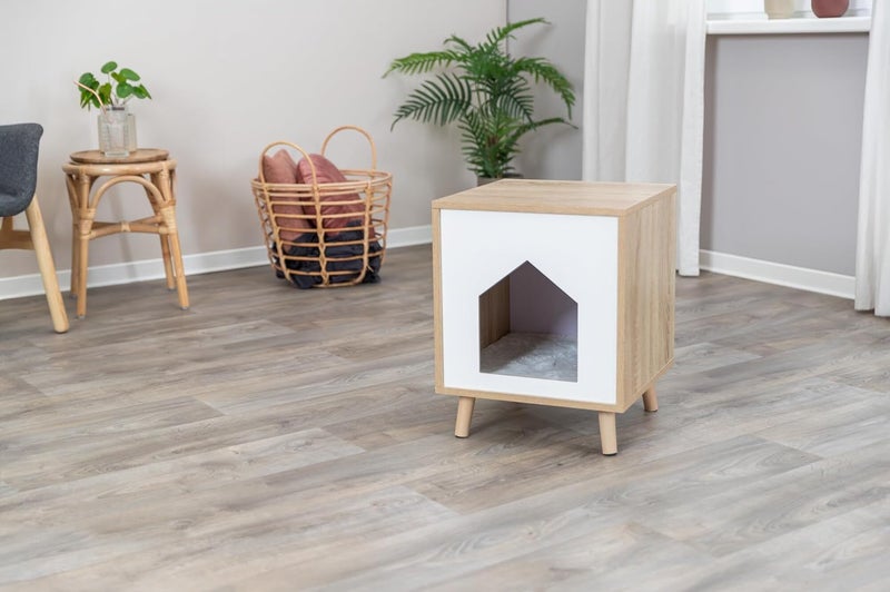 Trixie كوندو القطط الداخلي TRIXIE إيزا سرير قطط حديث طاولة جانبية طاولة ليلية مخبأ للقطط مع وسادة مريحة - Image 5