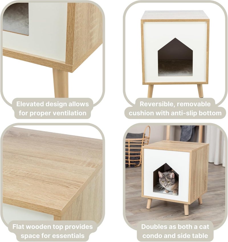 Trixie كوندو القطط الداخلي TRIXIE إيزا سرير قطط حديث طاولة جانبية طاولة ليلية مخبأ للقطط مع وسادة مريحة - Image 4