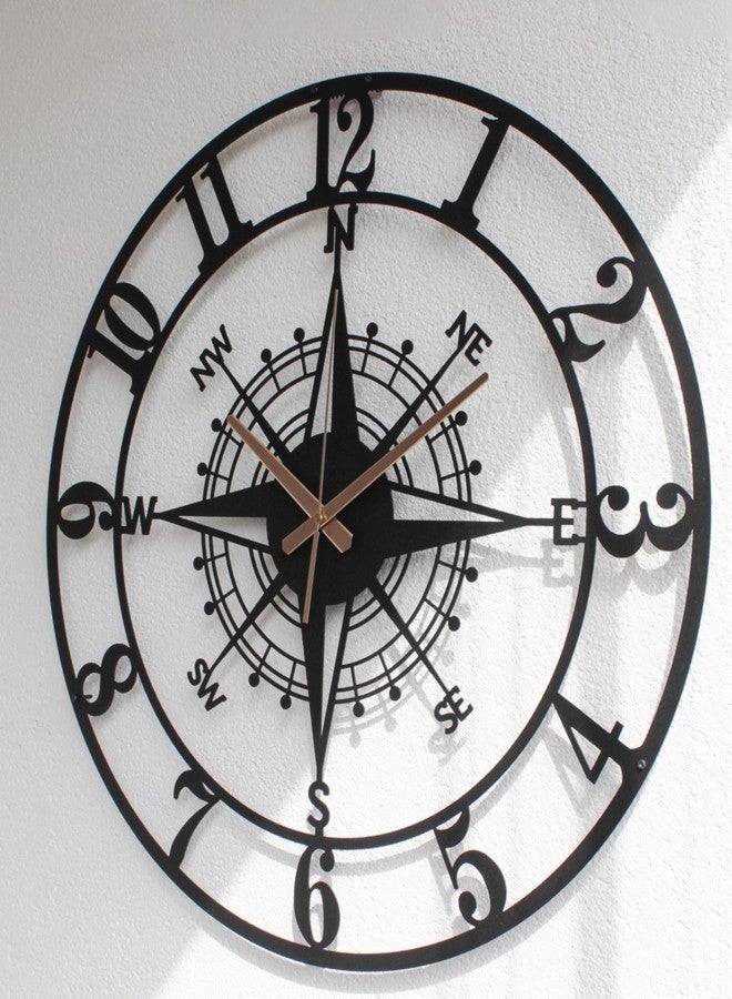 Arabs Stylish Metal Wall Clock for Home and Hall, Living Room, Bedroom, Office, Antique Big Size Modern Analog Wall Watch for Home Decor (Style 7, 40 cm), Matte Black - Image 3
