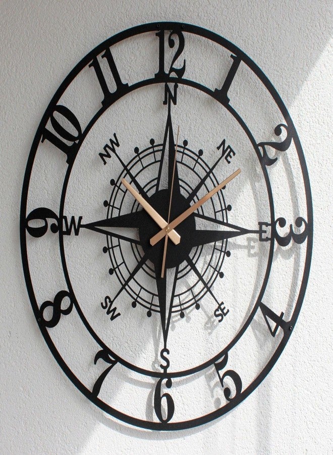 Arabs Stylish Metal Wall Clock for Home and Hall, Living Room, Bedroom, Office, Antique Big Size Modern Analog Wall Watch for Home Decor (Style 7, 40 cm), Matte Black - Image 1