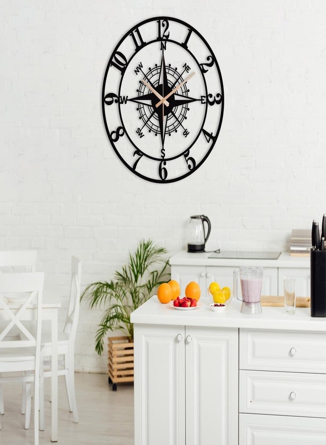 Arabs Stylish Metal Wall Clock for Home and Hall, Living Room, Bedroom, Office, Antique Big Size Modern Analog Wall Watch for Home Decor (Style 7, 40 cm), Matte Black - Image 2