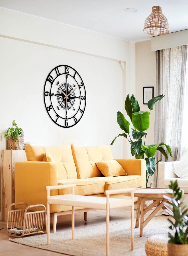 Arabs Stylish Metal Wall Clock for Home and Hall, Living Room, Bedroom, Office, Antique Big Size Modern Analog Wall Watch for Home Decor (Style 7, 40 cm), Matte Black - Image 4