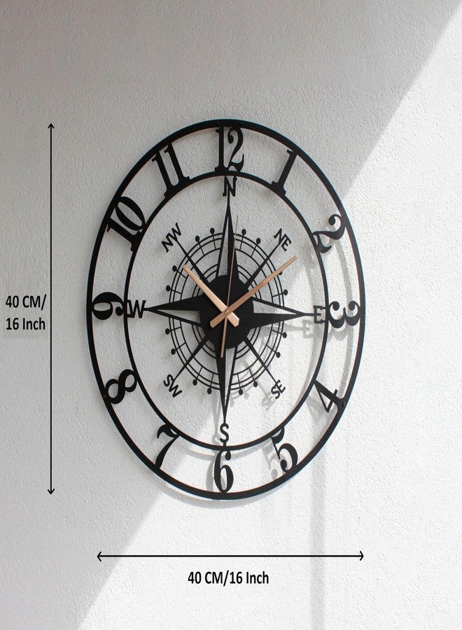 Arabs Stylish Metal Wall Clock for Home and Hall, Living Room, Bedroom, Office, Antique Big Size Modern Analog Wall Watch for Home Decor (Style 7, 40 cm), Matte Black - Image 5