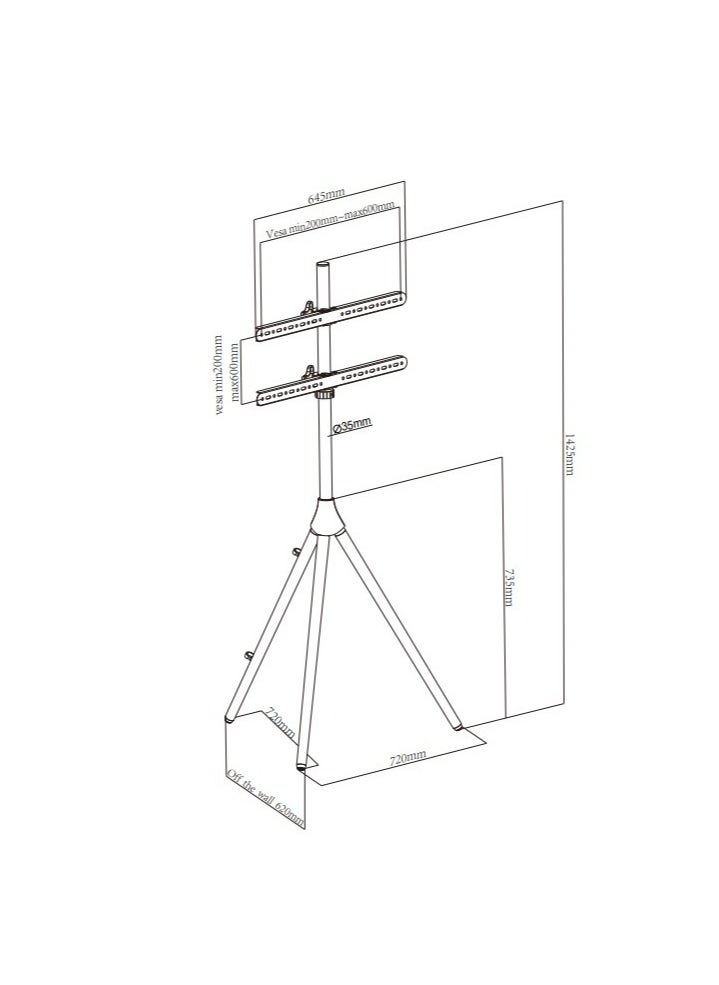Hamood Universal Studio TV Floor Tripod Stand For Most 32"-65" Flat Panel TVs loading capacity 35kg colour dark brown  - Image 5