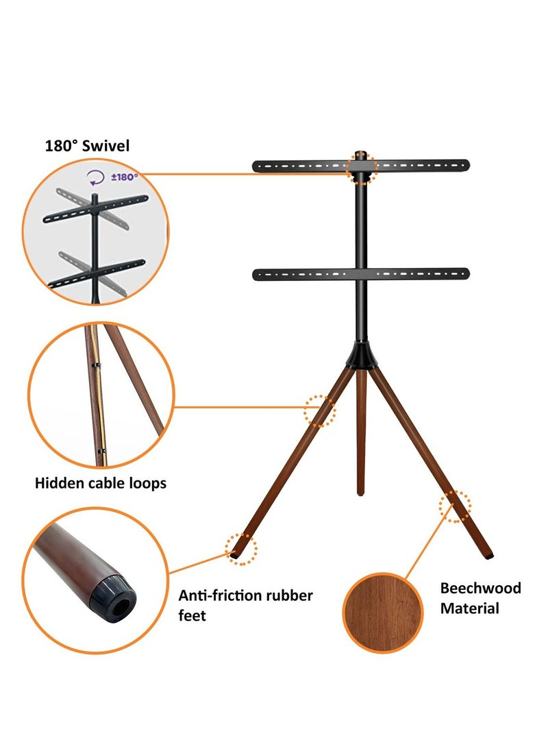 Hamood Universal Studio TV Floor Tripod Stand For Most 32"-65" Flat Panel TVs loading capacity 35kg colour dark brown  - Image 2
