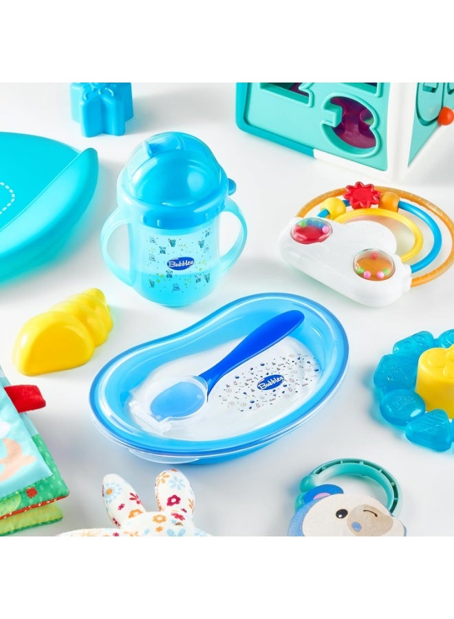 بابلز طبق للأطفال بغطاء وملعقة-أزرق - Image 2