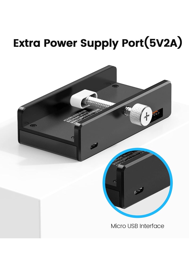 Orico ORICO USB 3.0 Hub, USB Hub Clamp, Aluminum 4-Port USB Splitter with Extra Power Supply Port and 4.92 FT USB A to USB A and USB A to USB C Cable, Desktop Powered USB Hub for Monitors/Desks-Black  - Image 3