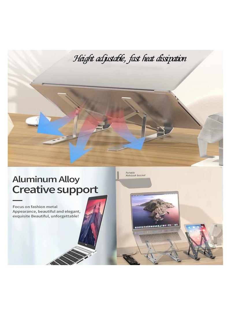 A.M Aluminum Alloy Laptop Stand, Tablet Stand, PC Stand, Folding Stand, 6-Speed Height and Angle Adjustment, Relieve Back Pain/Humpback/Shoulder Stiffness/Improve Posture - Image 3