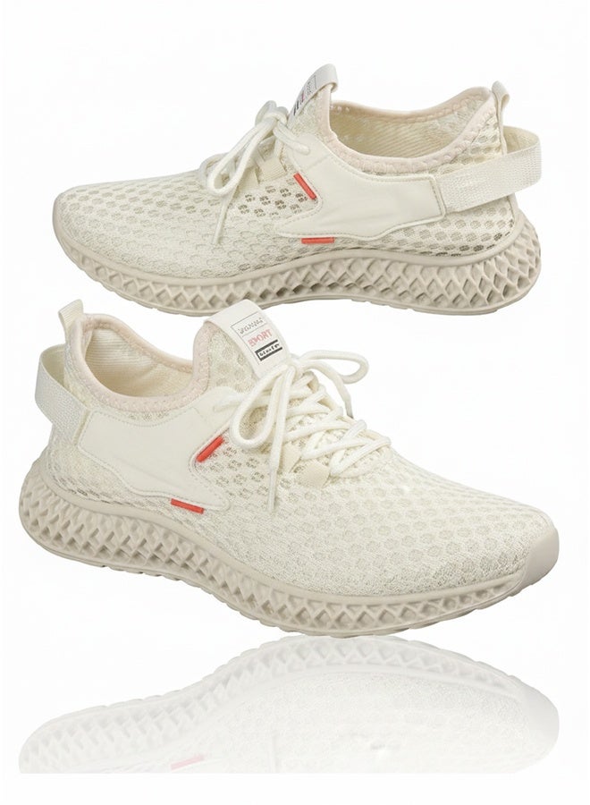 ZCM-HAPPY Hollow Mesh Sneakers for Men and Women - Summer Casual Breathable Thin Athletic Shoes with Soft Bottom for Running, Couple Style Flying Woven Sports Shoes - Image 1