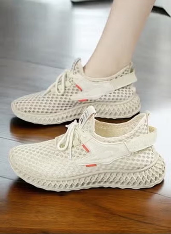 ZCM-HAPPY Hollow Mesh Sneakers for Men and Women - Summer Casual Breathable Thin Athletic Shoes with Soft Bottom for Running, Couple Style Flying Woven Sports Shoes - Image 2