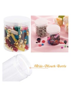 Generic ASAQ Clear Plastic Jars, Empty Candy Storage Jars 82.9x440ml, 10.9cm Height x 8.4cm Width Reusable Jar with Clear Airtight Lids, Large Round Dry Food Container for Home Kitchen Organization Nuts Noodles Made in Saudi Arabia  - Image 3