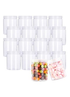 Generic ASAQ Clear Plastic Jars, Empty Candy Storage Jars 82.9x440ml, 10.9cm Height x 8.4cm Width Reusable Jar with Clear Airtight Lids, Large Round Dry Food Container for Home Kitchen Organization Nuts Noodles Made in Saudi Arabia  - Image 1