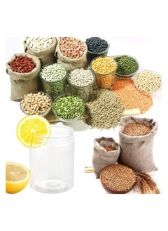 Generic ASAQ Clear Plastic Jars, Empty Candy Storage Jars 82.9x440ml, 10.9cm Height x 8.4cm Width Reusable Jar with Clear Airtight Lids, Large Round Dry Food Container for Home Kitchen Organization Nuts Noodles Made in Saudi Arabia  - Image 2
