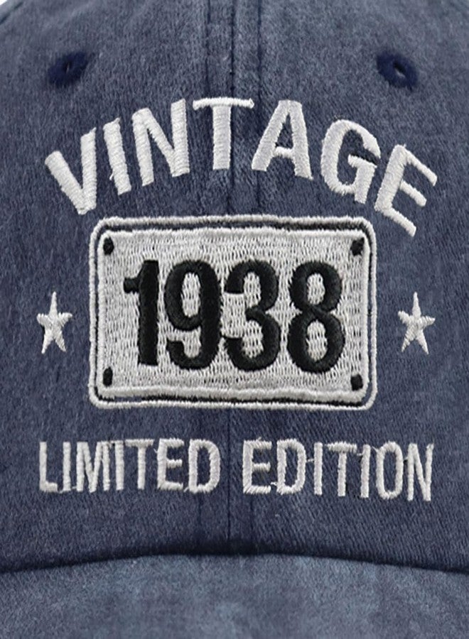 Wanpcaiy Vintage 1938 Limited Edition Hats for Men Women, 87th Birthday Decorations, 87 Year Old Baseball Cap Retirement Gifts for Dad Mom Retirees Navy - Image 2