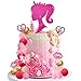 MEMOVAN Hot Pink Girl Cake Topper 31PCS Princess Makeup Cake Topper Decoration with Pink Gold Ball Glitter High Heel Lipstick Lips Bow Tie for Bachelorette Boho Girl Hot Pink Princess Theme Party - Image 3