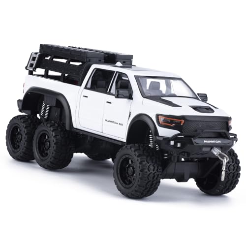 FRJV Pickup Truck Toy 124 Diecast Trucks Mammoth Model Car KitsMetal Toy Truck Suitable for Kids and Car CollectionPull Back Cars with Light and SoundTrucks for Kids Ages 48White - Image 1