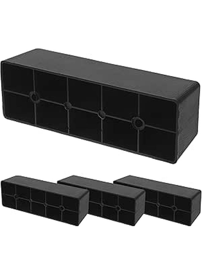 Black Plastic Furniture Risers 5cm Height 4pcs Set For Bed Sofa Table Legs - Image 1